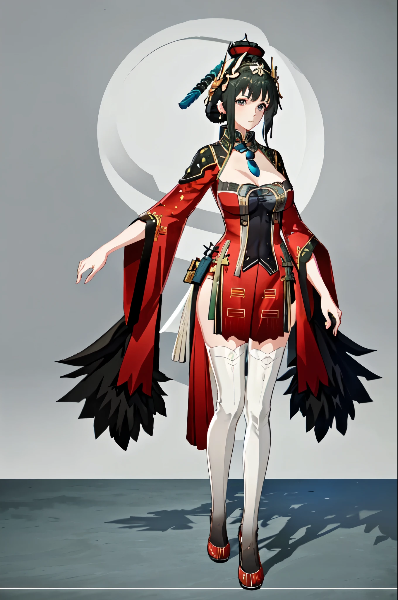 masterpiece, best quality BREAK solo, jianlingguimeng, china dress, mature female, highres, Super detailed, very detailed, highest quality, best quality, super detailed, standing, Full body drawing, hanying, Hanying, HanYing, (masterpiece), (best quality), (hyperdetail), (large breasts), (illustration), ((extremely delicate and beautiful)), (detailed light), (prefect's body), full body drawing