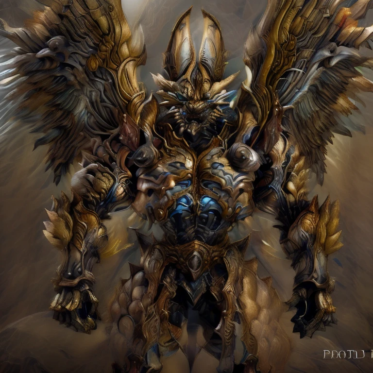 (Pokémon) (Zeraora), (masterpiece, best quality, detailed:1.2), (nj5furry), (medieval armor:1.3) sparkling skin, Vibrant colors, 4K, GOLD armor, Its full plate armor emphasizes the muscles. big muscle (pecs, triceps, traps) unusually developed muscular body, body full of huge muscles. showing off muscles, pectorales enormes. Exaggeratedly huge muscles. Gigachad Muscular, Very muscular, Large pecs, Spread wings, It has wings. have big wings. has 10 large wings. It has large golden wings. The feathers on its wings are detailed and realistic.