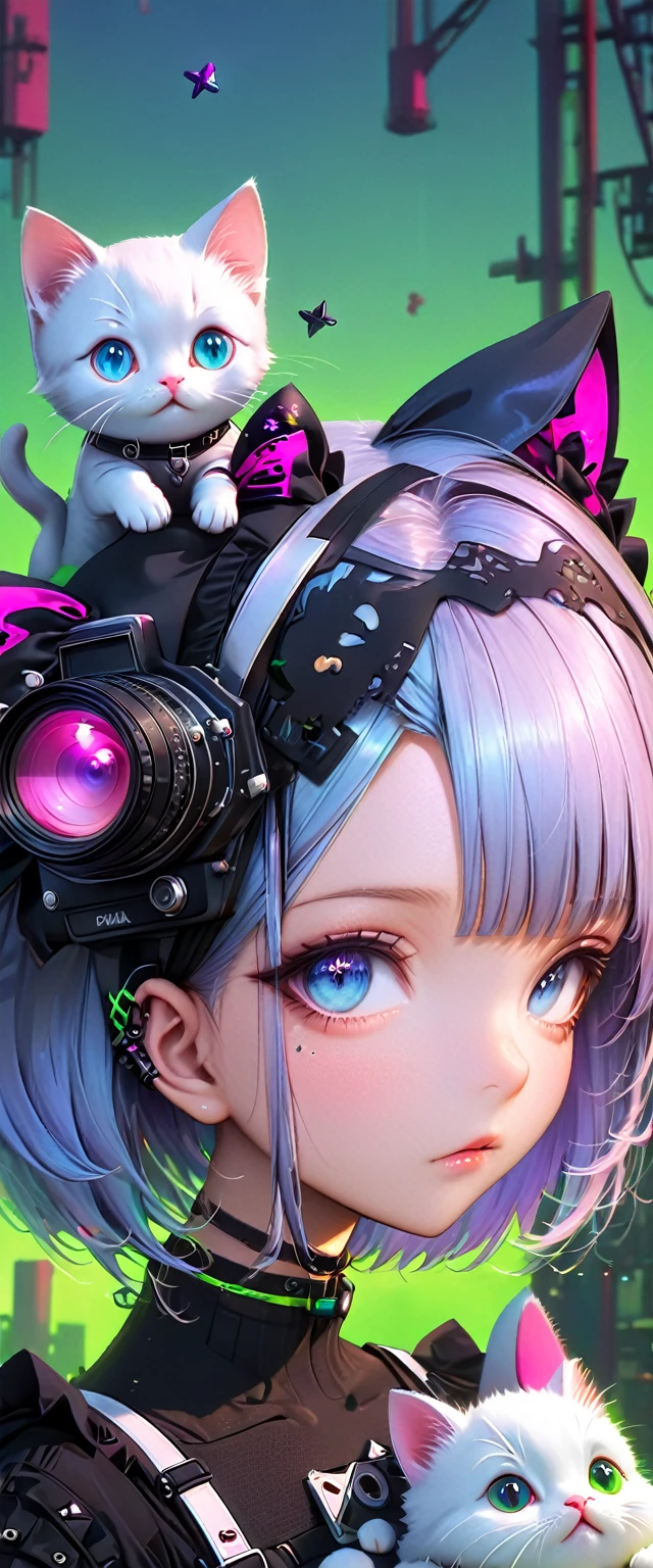 ((ultra gran angular x0.5:1.5, Camera bottom view, Pin en Cybergoth:1.5)), ((autofoto:1.4, young Pin en Cybergoth, wearing Pin en Cybergoth clothing,(( girl with a kitten on her head, imagen super tierna:1.5)), varios colores vibrantes y adornos: 1.3)),((paisaje industrial, impresionante, Vista de 360 grados: 1.5)), ((perfecto: 1.3, meticulosamente detallado: 1.3, impecable, High Definition: 1.4, cinematographic: 1.4), ((obra maestra)), (hiper detallado: 1.4), (Fotorrealista: 1.4), epic, Atardecer: 1.4, 32K.