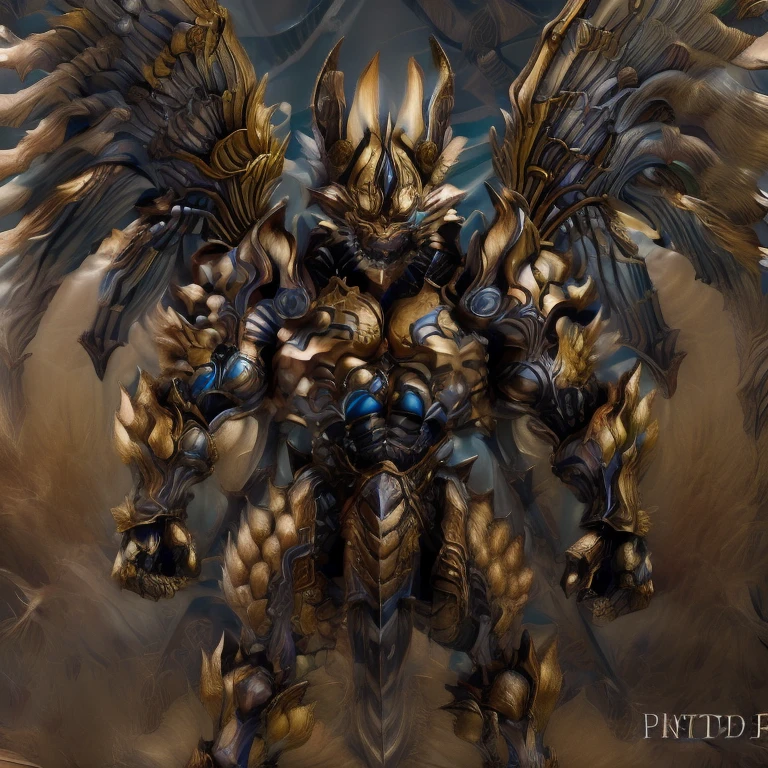 (Pokémon) (Zeraora), (masterpiece, best quality, detailed:1.2), (nj5furry), (medieval armor:1.3) sparkling skin, Vibrant colors, 4K, GOLD armor, Its full plate armor emphasizes the muscles. big muscle (pecs, triceps, traps) unusually developed muscular body, body full of huge muscles. showing off muscles, pectorales enormes. Exaggeratedly huge muscles. Gigachad Muscular, Very muscular, Large pecs, Spread wings, It has wings. have big wings. has 10 large wings. It has large golden wings. The feathers on its wings are detailed and realistic. FULL BODY, giant, huge body, long legs