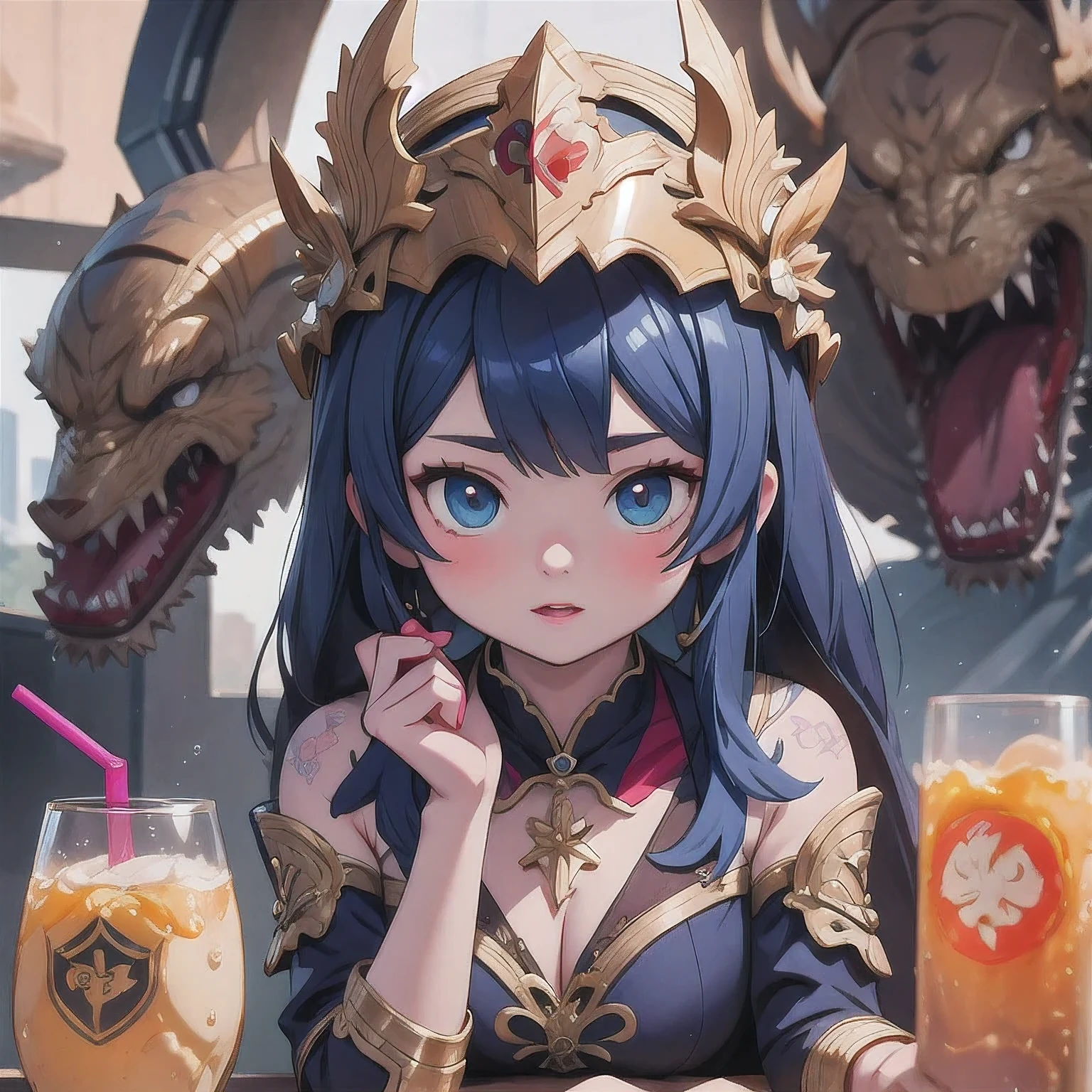 a close up of a student with a mini breast, portrait knights of zodiac girl, detailed fanart, albedo from overlord, student from the anime overlord, ((Linen heavy suit)), highly detailed exquisite（（one student）） from genshin impact, beautiful androgynous prince, detailed digital anime art, detailed anime character art,holding a glass of milk with a liquid in it, artwork in the style of guweiz, trending on cgstation, by Russell Dongjun Lu, 3 d render character art 8 k, [ 4 k digital art ]!!, 8k artgerm bokeh, 8k portrait render, anime girl drinks energy drink, guweiz，a tattoo on her arm