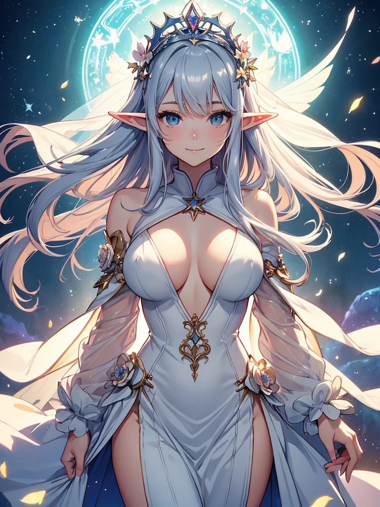 最high quality、1 womanエルフ NP: Worst quality ,Flower fractal art Beautiful radiance,High-definition depiction, Realistic, 8k, Unity, Wide Shot, light smile, Beautifully and vividly drawn, , Beautiful, beautiful, clear skin、sexy see-through bodystocking,Countless rays of light pouring down, Swirling Light, big background, Raise one arm above your head, Intense light is emitted from the magic circle in front of the girl.
Romanticism,Cowboy Shot: The most beautiful form of chaos, Mr..々color, Intertwined flowers, Particle,magical gentle light,smile,sexy,image quality、masterpiece、Beautiful Face、Super beautiful elf woman((Big breasted 22 year old office lady、Nipples、Bust 90,Beautiful long ironed hair、silverhair,height: 165cm。、sexy、Esbian、、high quality、、background((Star Narski)))、Starry Sky、Visual art、Written boundary depth、、Elf Ears、、universe、Happy smile、Gentle light、Elf forest、elegant、ticker beautiful decorative、、magic、forest、Beautiful tiara、Beautiful bed、Beautiful Landscape、A kind smile、wonderful、Fluttering petals、Dance happily、、Cultivate fantasy、、Mystery light Lots of flowers、、art、art,mystery,Ultra-high resolution,atmosphere