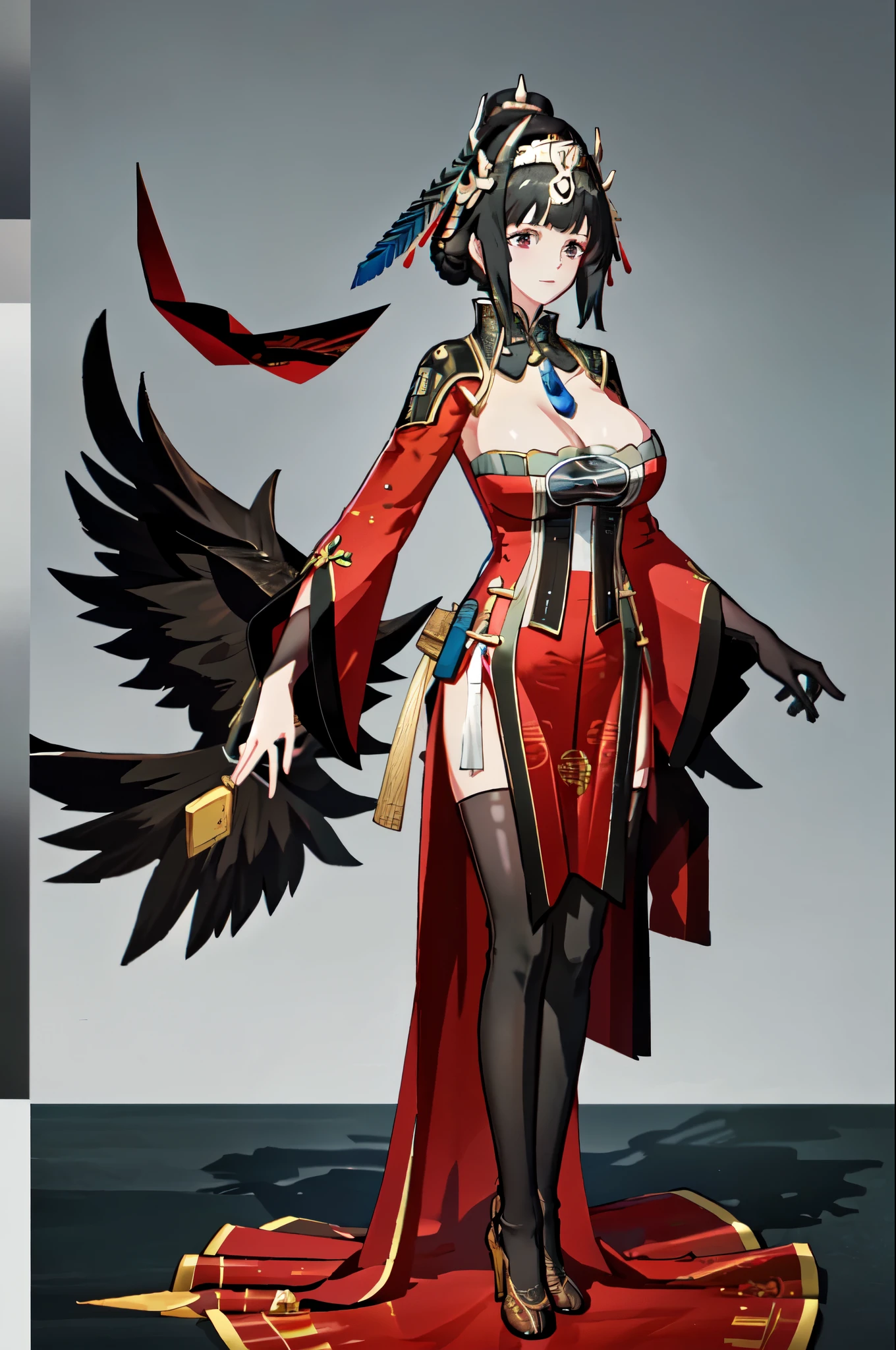masterpiece, best quality BREAK solo, jianlingguimeng, china dress, mature female, highres, Super detailed, very detailed, highest quality, best quality, super detailed, standing, Full body drawing, hanying, Hanying, HanYing, (masterpiece), (best quality), (hyperdetail), (large breasts), (illustration), ((extremely delicate and beautiful)), (detailed light), (prefect's body), full body drawing