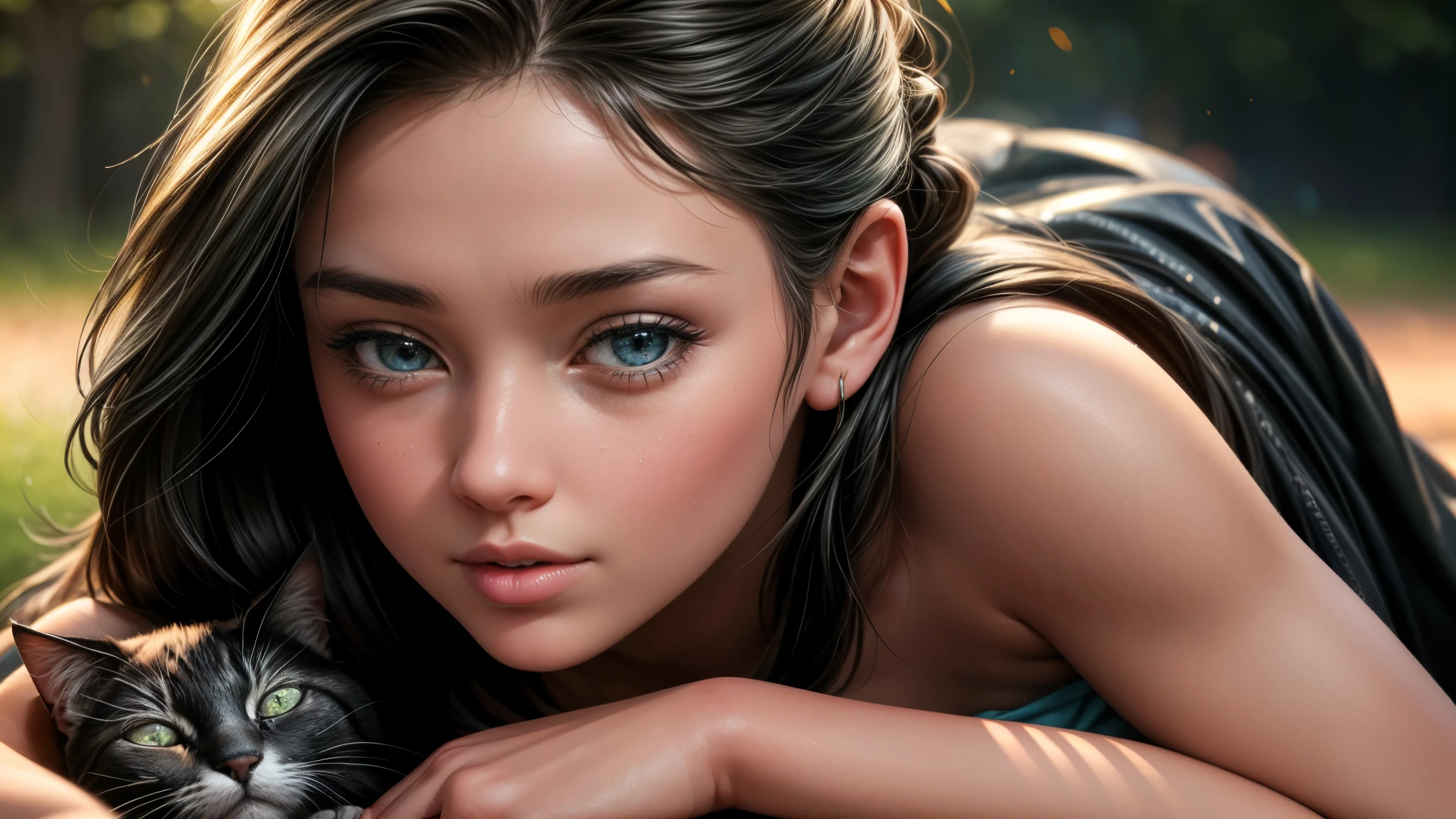 A captivating visually stunning woman bathing in river emerges from the pages of a watercolor painting, breathtaking beautiful face , her vibrant and intricate colors breathing life into the artwork. Luminescent elements, like glowing crystals and ethereal wisps, surround her, casting a soft, otherworldly glow. The watercolor style imbues the image with a sense of fluidity and delicacy, as if the colors are effortlessly blending and bleeding into one another. Camera shot: medium shot, Camera lens: soft focus, Lighting: luminescent glow, watercolor brushstrokes