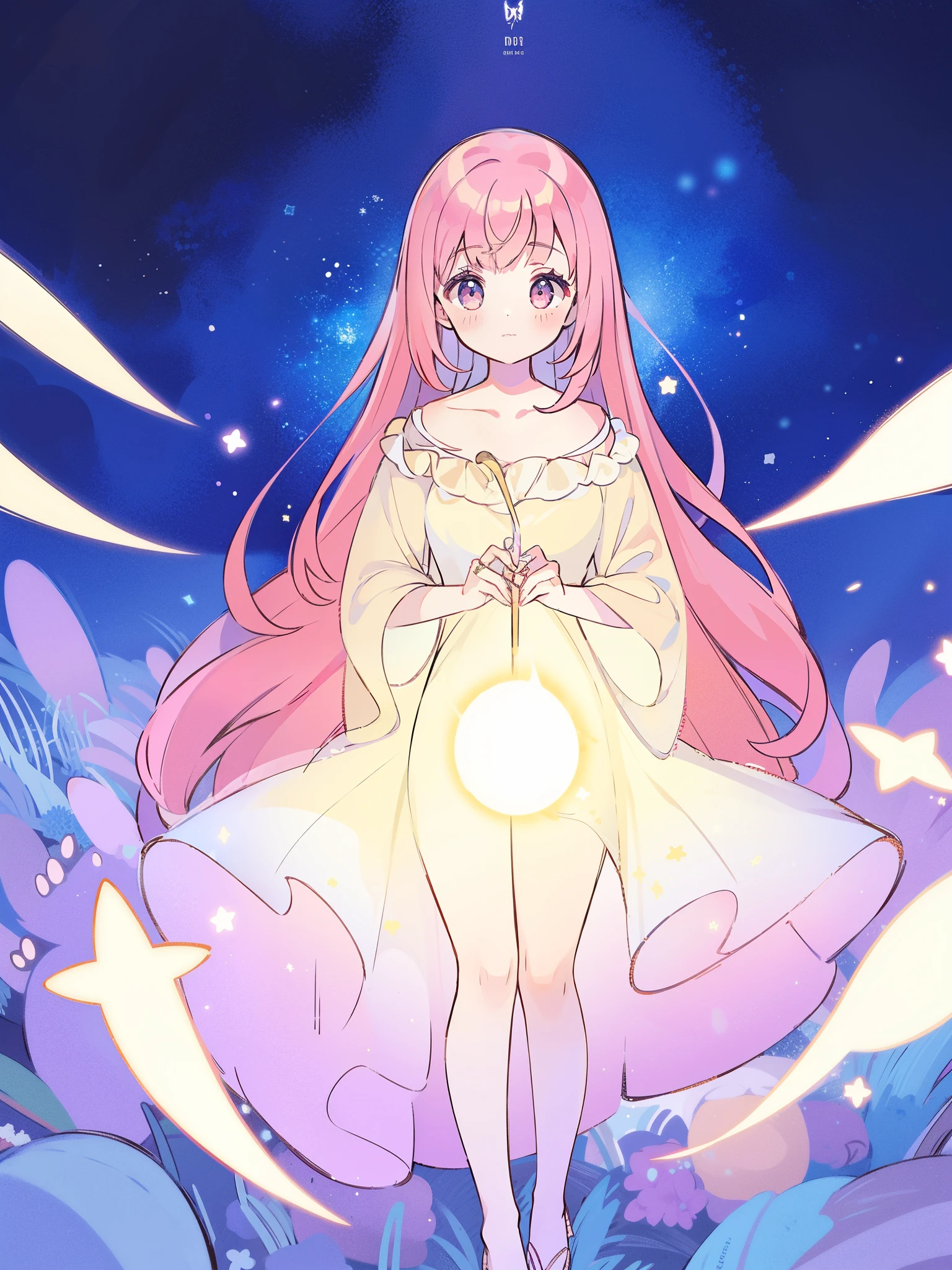 complex background, wishing star background, a woman wearing an ethereal mystical pink translucent dress that reflects the stars, perfume promo art, mystic, complex drawing, highly detailed, Covergirl brand, promo art, artistic rendition, ethereal, starry night, midjourney style