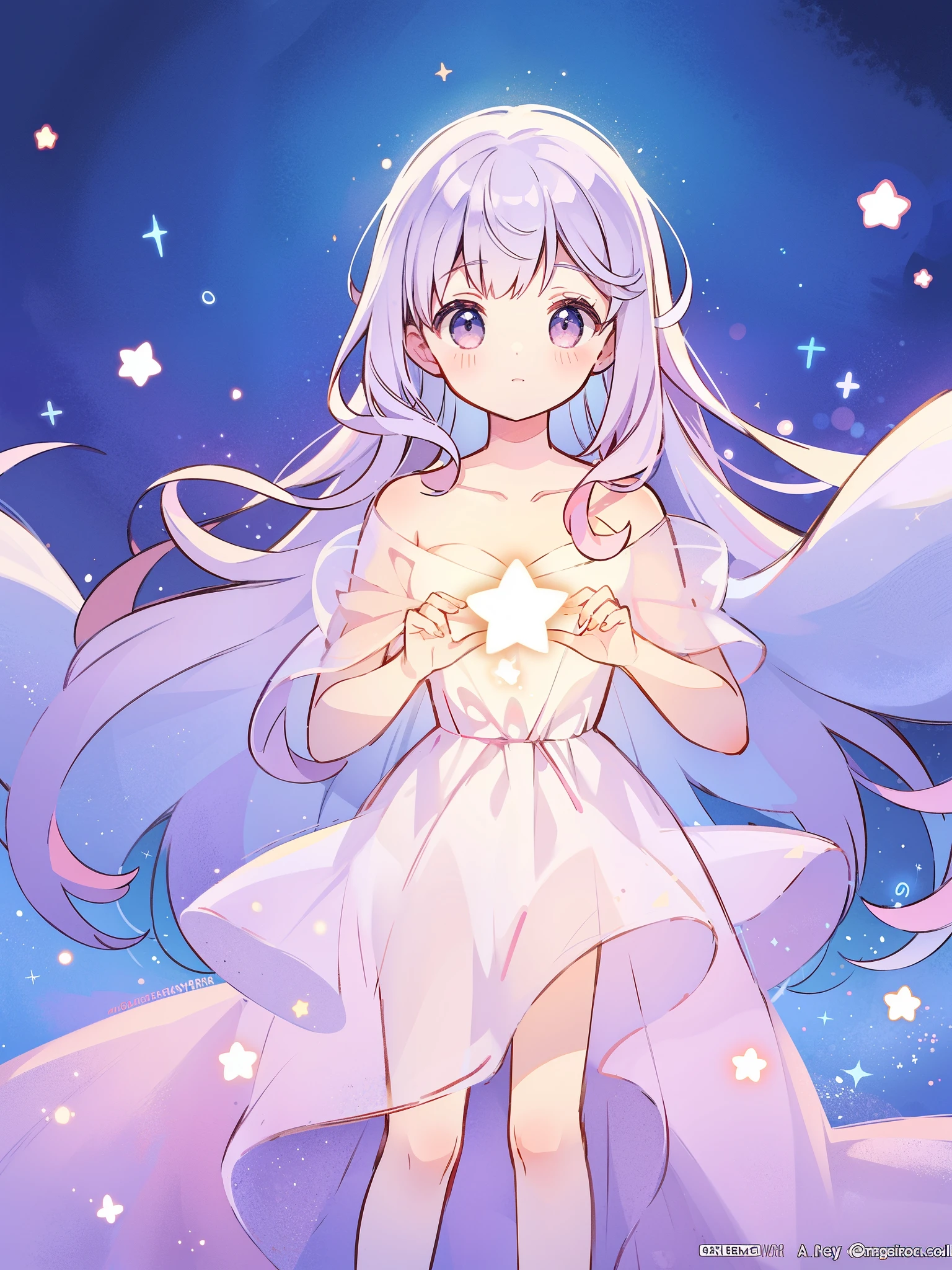 complex background, wishing star background, a woman wearing an ethereal mystical pink translucent dress that reflects the stars, perfume promo art, mystic, complex drawing, highly detailed, Covergirl brand, promo art, artistic rendition, ethereal, starry night, midjourney style