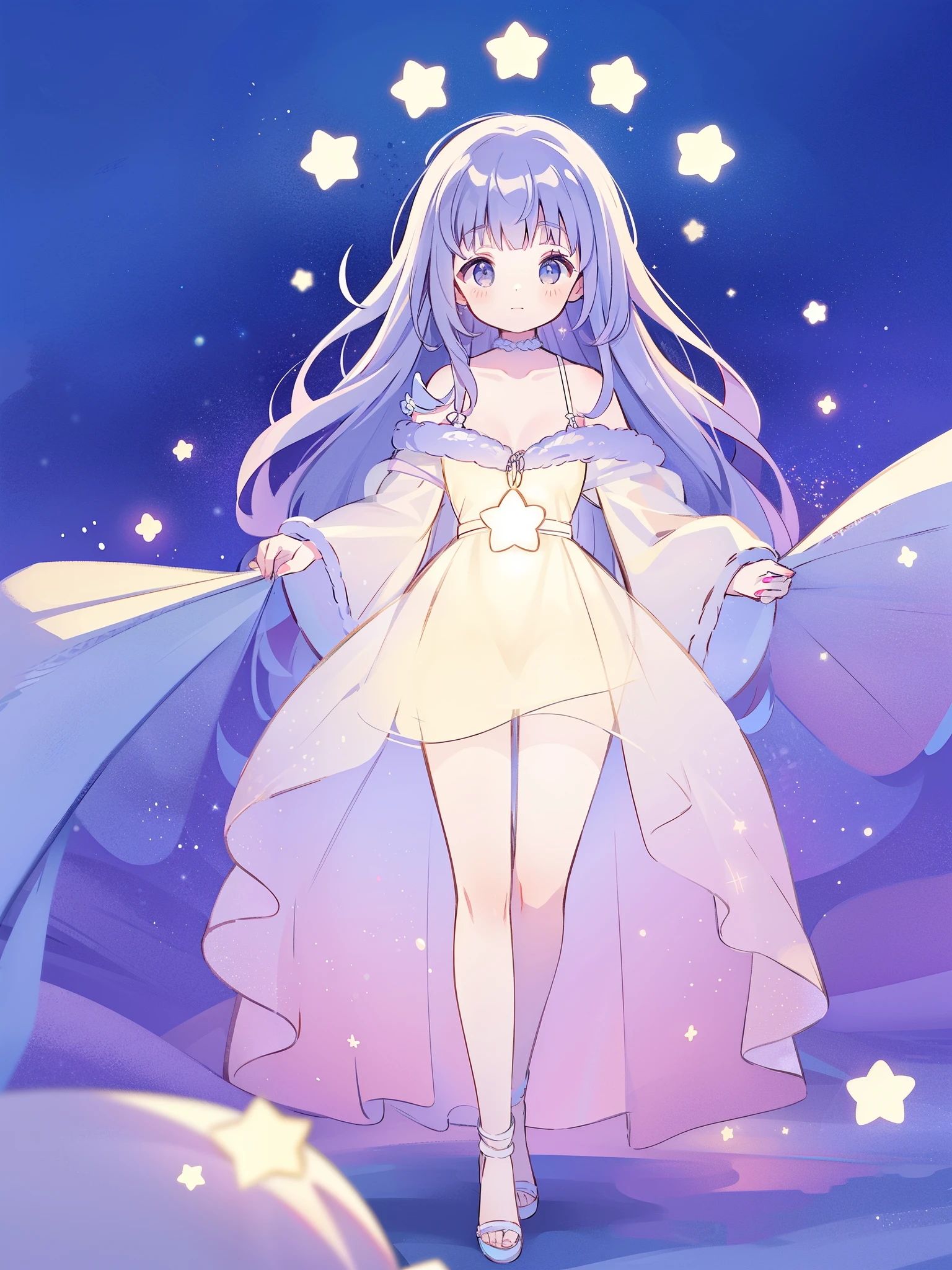complex background, wishing star background, a woman wearing an ethereal mystical pink translucent dress that reflects the stars, perfume promo art, mystic, complex drawing, highly detailed, Covergirl brand, promo art, artistic rendition, ethereal, starry night, midjourney style