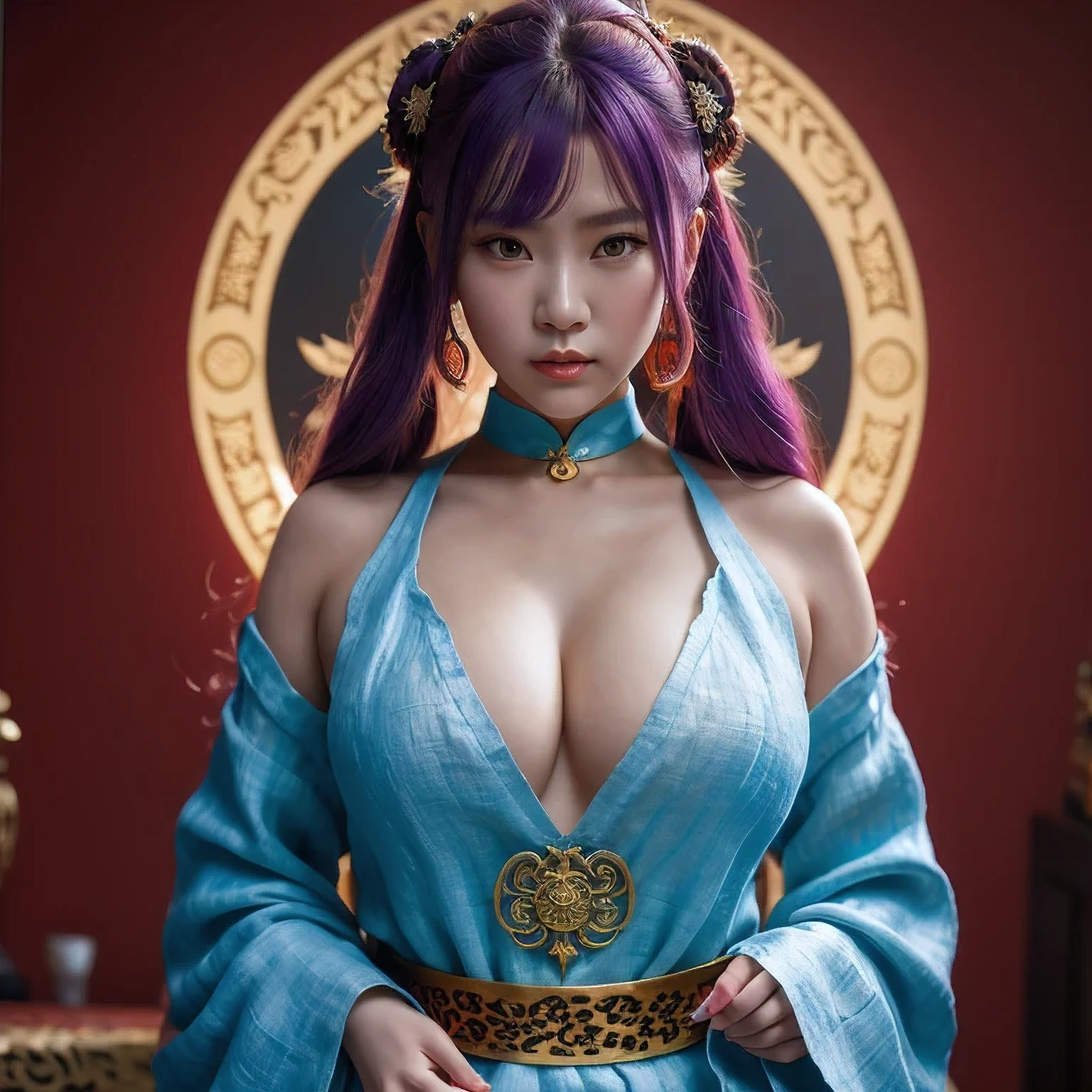 (((Linen cloth heavy)))a close up of a nezha with purple hair wearing a leopard print outfit, artwork in the style of guweiz, detailed digital anime art, 8 k high quality detailed art, fanart best artstation, 2. 5 d cgi anime fantasy artwork, 4 k detail fantasy, portrait knights of zodiac girl, fantasy art style, hyperdetailed fantasy character, 8k portrait render(masterpiece, best quality:1.2), 1girl, solo,anime art of a woman with red hair and a bird in her hand, nezha, fine details. anime. tentacles, queen of the sea mu yanling, inspired by Pu Hua, korean art nouveau anime, onmyoji portrait, nezha : birth of the demon , detailed fanart, anime art nouveau, akira from chinese mythology