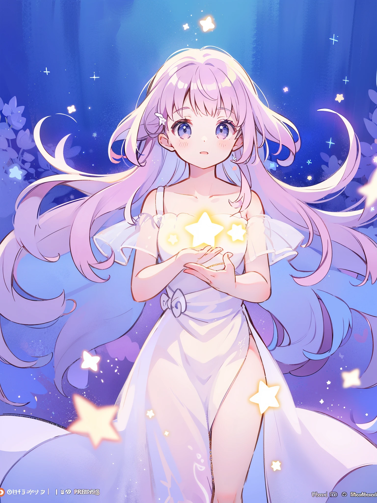 complex background, wishing star background, a woman wearing an ethereal mystical pink translucent dress that reflects the stars, perfume promo art, mystic, complex drawing, highly detailed, Covergirl brand, promo art, artistic rendition, ethereal, starry night, midjourney style