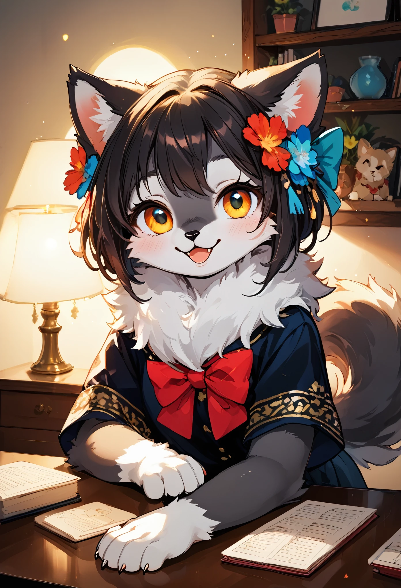 furry, cute face,  ambient light, ultra detailed fur, volumetric light,