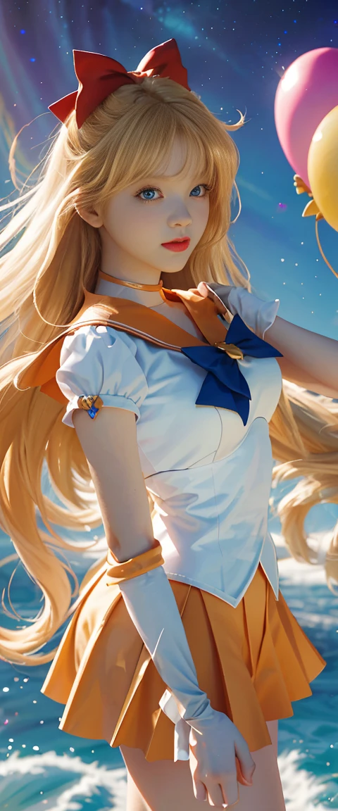 (masterpiece, best quality;1.3), very detailed CG, very detailed, 1 girl, alone, laugh, looking at viewer, stylish angle, blonde long hair,blue eyes,
sv1, Sailor Sensi Uniform, Orange skirt, elbow bag, tiara, Orange Sailor Color, red bow, Orange Choker, white gloves, bijouterie, from above,
I have a lot of heart, face focus,venus,hurricane,abstract background, 마음의 hurricane, heart beam, Heart Bubble, heart balloon, heart star, heart flower, heart light, world of mind, Heart Background, galaxy background, Heart Weapons, heart aura,