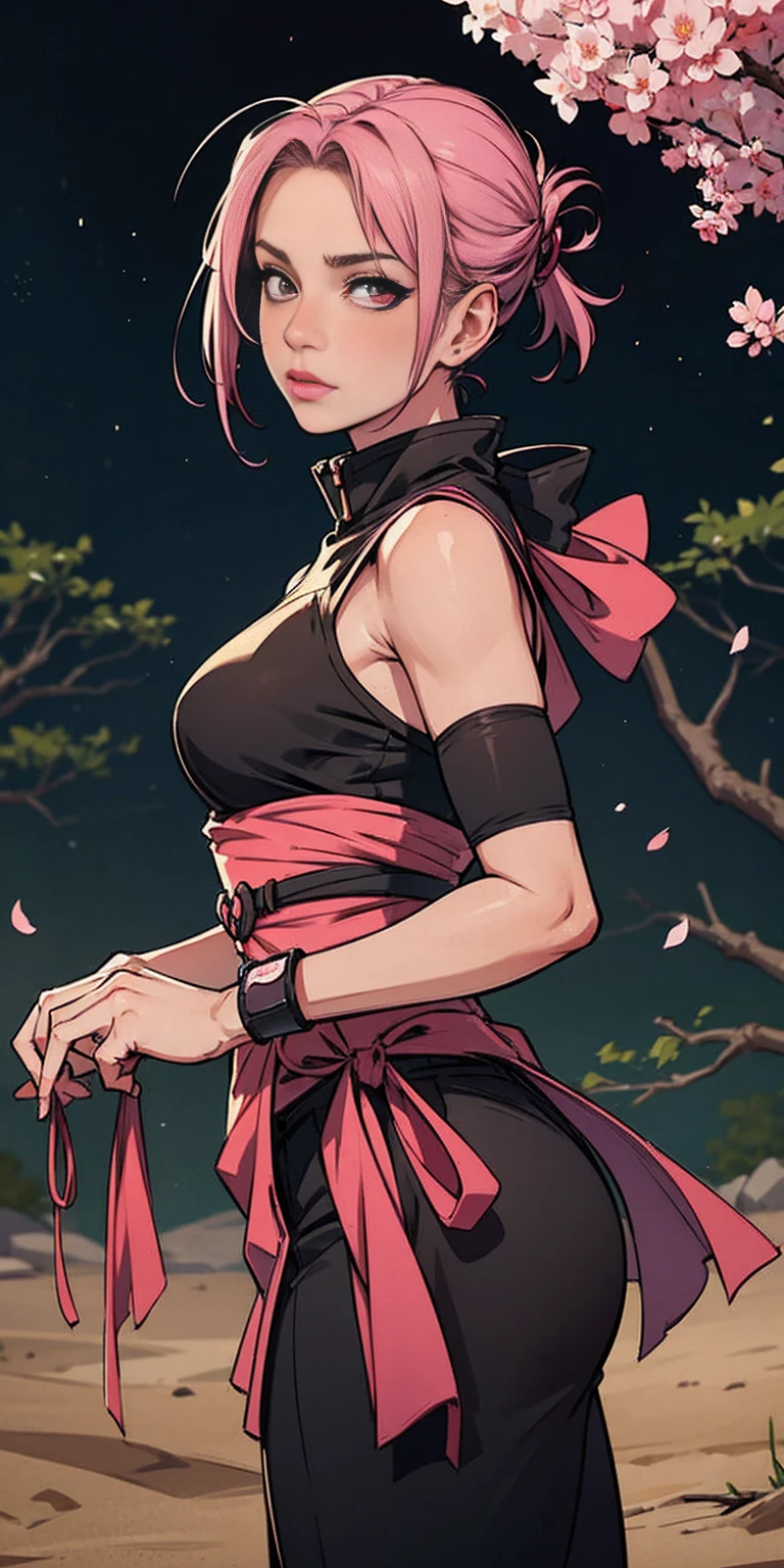 Sakura Haruno, ninja Kunoichi, female 1sologirl, pink short hair