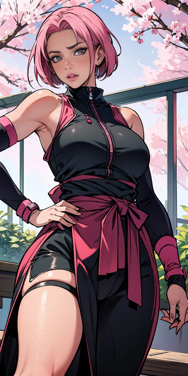 Sakura Haruno, ninja Kunoichi, female 1sologirl, pink short hair