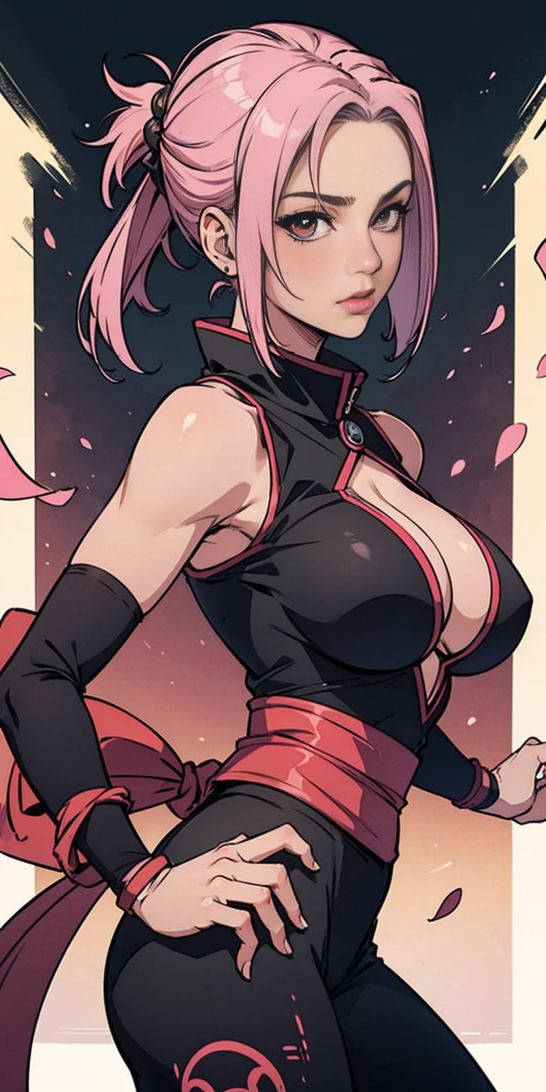 Sakura Haruno, ninja Kunoichi, female 1sologirl, pink short hair