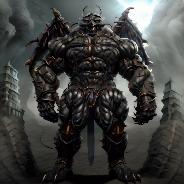 8K, Masterpiece, highres, black visor, Detailed head, Detailed Body, full body, BLACK color, Detailed abs, wearing crNanosuit, big muscle (pecs, triceps, s) unusually developed muscular body, body full of huge muscles. showing off muscles, pectorales enormes. Exaggeratedly huge muscles. Gigachad Muscular, gigantic muscles, The claws are sharp, Sharp teeth, have big wings. whole body shines like metal. nj5furry, the bodybuilding competition, huge muscular bodybuilder, wearing a tiny thong (metallic color: jet black thong) looking at the audience, five fingers, tall body, FULL BODY, giant, huge body, long legs, gigantic,