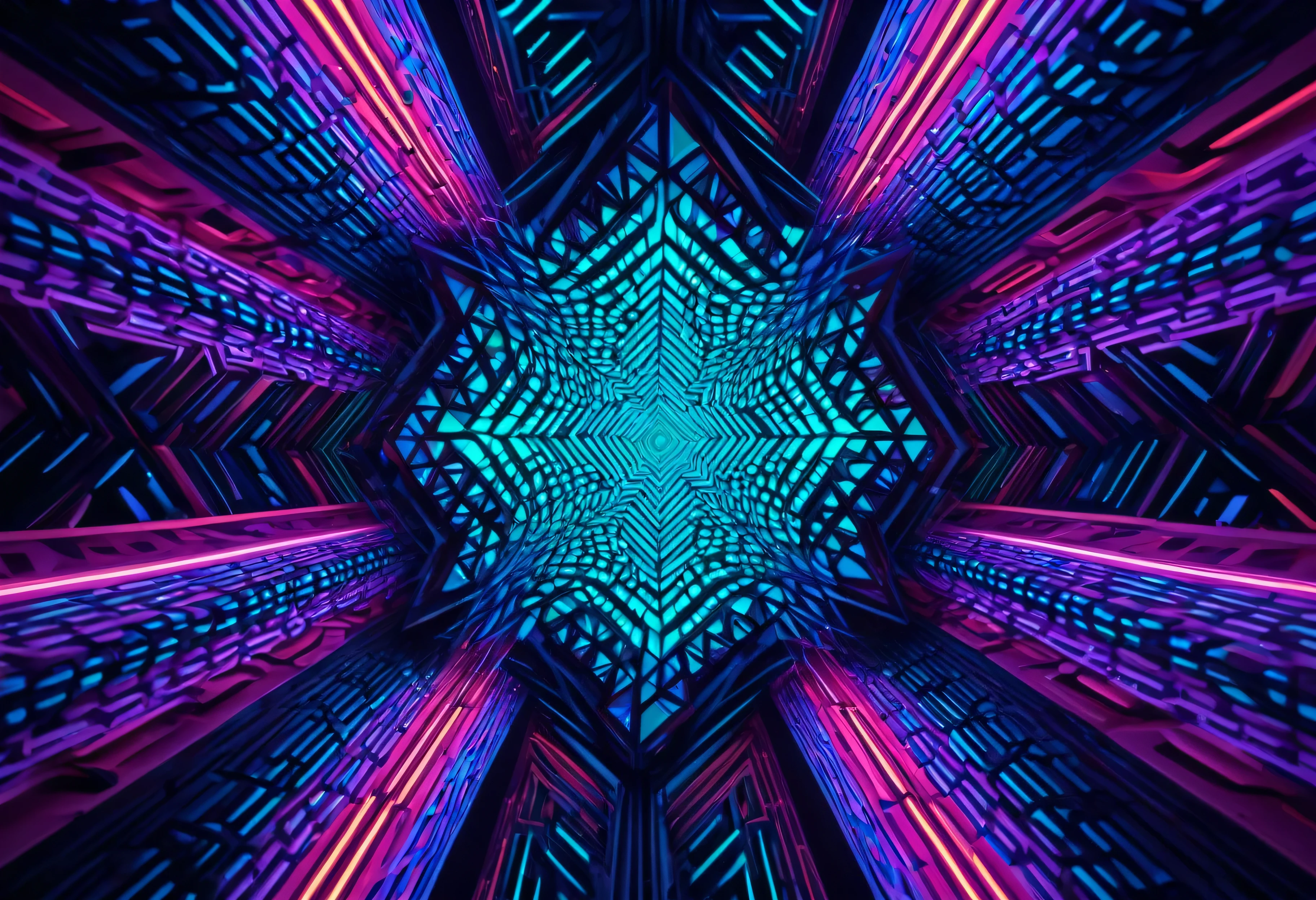 3d abstract background,highly detailed,intricate geometric patterns,fractals,surreal,psychedelic,neon colors,glowing,volumetric lighting,cinematic composition,masterpiece,best quality,8k,photorealistic,studio lighting,ultra-fine details,vibrant colors,dramatic lighting,depth of field