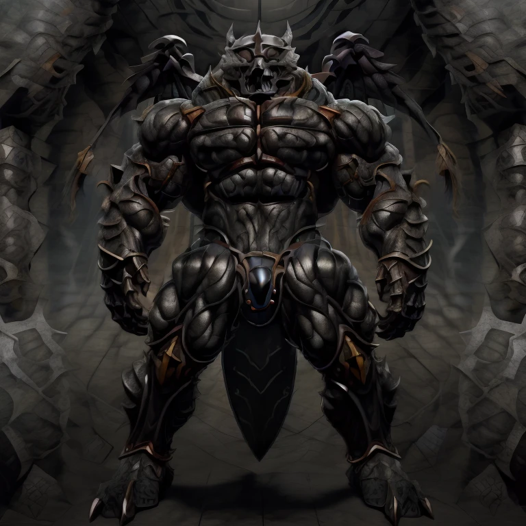 8K, Masterpiece, highres, black visor, Detailed head, Detailed Body, full body, BLACK color, Detailed abs, wearing crNanosuit, big muscle (pecs, triceps, traps) unusually developed muscular body, body full of huge muscles. showing off muscles, pectorales enormes. Exaggeratedly huge muscles. Gigachad Muscular, gigantic muscles, The claws are sharp, Sharp teeth, have big wings. whole body shines like metal. nj5furry, the bodybuilding competition, huge muscular bodybuilder, wearing a tiny thong (metallic color: jet black thong)  looking at the audience, five fingers, tall body, FULL BODY, giant, huge body, long legs, gigantic,