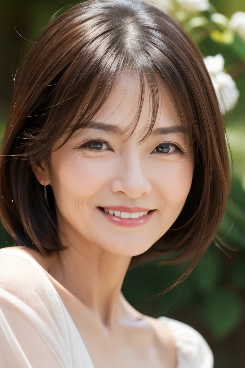 60 years old、smile、Lady、Elegant、Elegance、Shining eyes、stare、