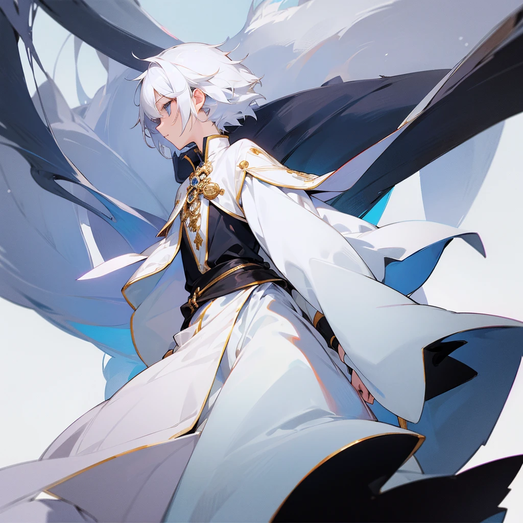 Shota, White hair, Prince Clothes, White theme
