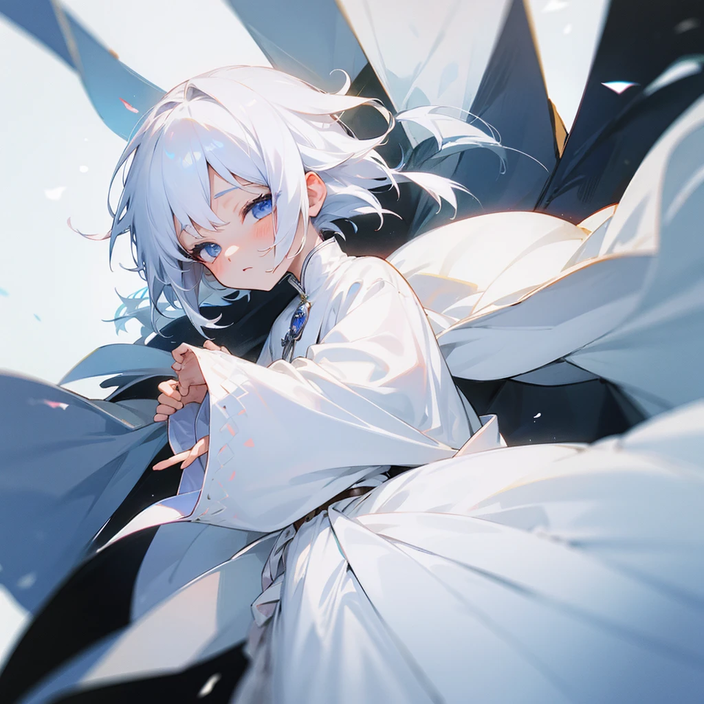 Shota, White hair, Prince Clothes, White theme