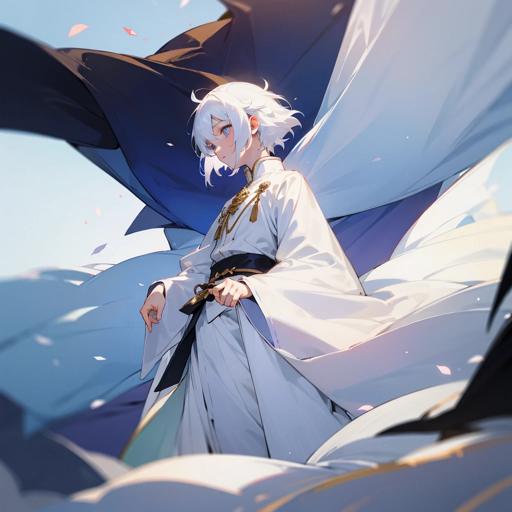 Shota, White hair, Prince Clothes, White theme