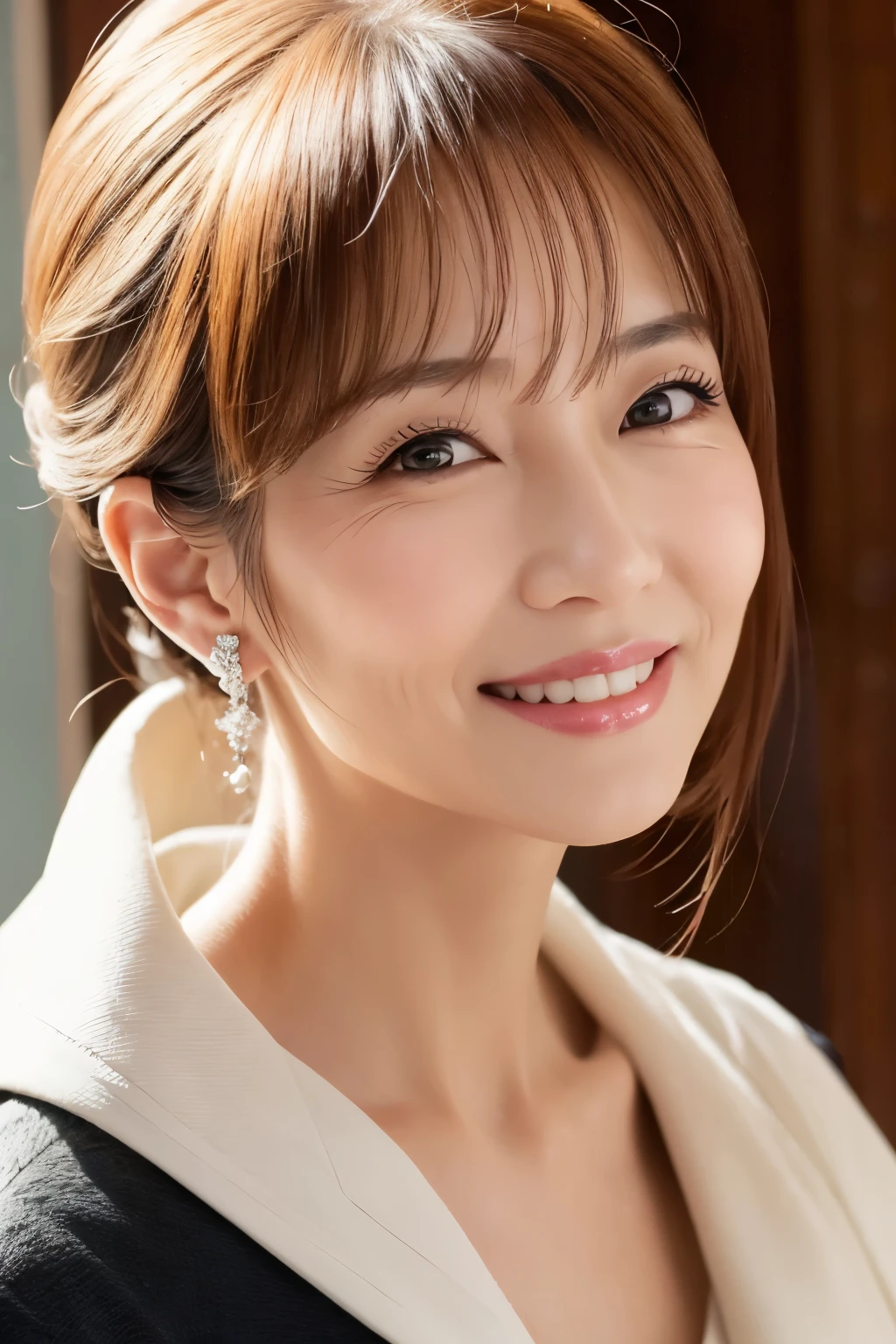 60 years old、smile、Lady、Elegant、Elegance、Shining eyes、stare、