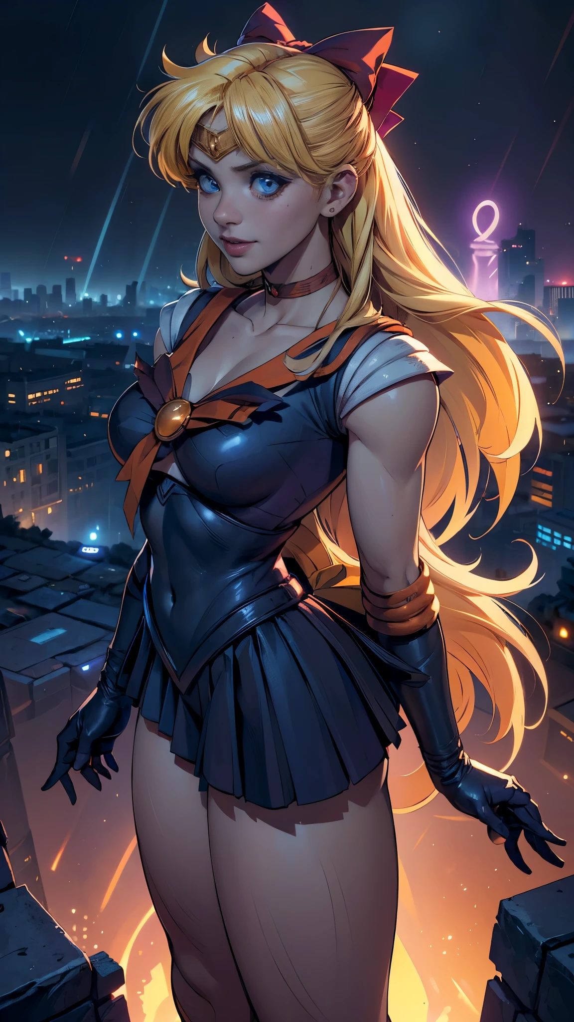 (masterpiece, best quality;1.3), very detailed CG, very detailed, 1 girl, alone, laugh, looking at viewer, stylish angle, blonde long hair,blue eyes,
sv1, Sailor Sensi Uniform, Orange skirt, elbow bag, tiara, Orange Sailor Color, red bow, Orange Choker, white gloves, bijouterie, from above,,(Fondo de ruinas de mazmorra en ruinas cyberpunk :1.4 )
I have a lot of heart, face focus,venus,hurricane,abstract background, galaxy background,(Sailor Venus:1.4), (Sailor Venus V2.1), ,(Fondo de ruinas de mazmorra en ruinas piedras grandes cyberpunk :1.4 ),(perfect anatomy :1.4), (cinematic lighting :1.4),( dynamic cowboy pose), (fondo lluvia cayendo nublado tenebroso :1.4)