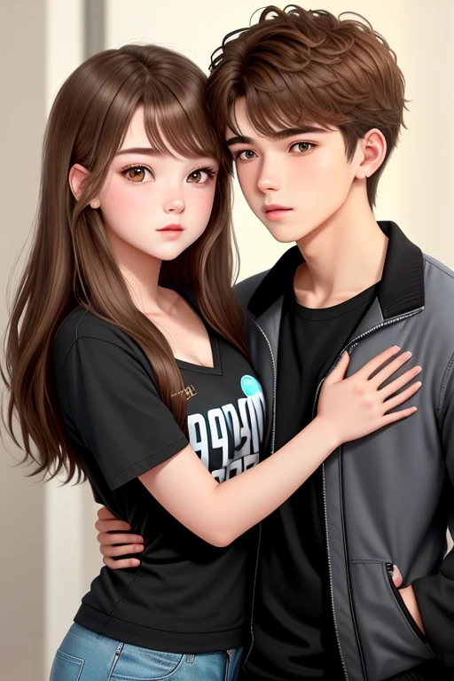boy-girl-boy, staring intently to eyes. No one look at front. Hand on the girl face. 
20-year-old boy, 18-year-old girl and 20-year-old boy .  Detailed face, Detailed eyes, double eyelid, cute, sunny, warm vibes, Handsome-cool-warm-boy with brown hair, cute-beautiful-girl with brown hair and blushing face, handsome-bad-cool-boy with brown hair. Intimate vibes. Cool tone. 