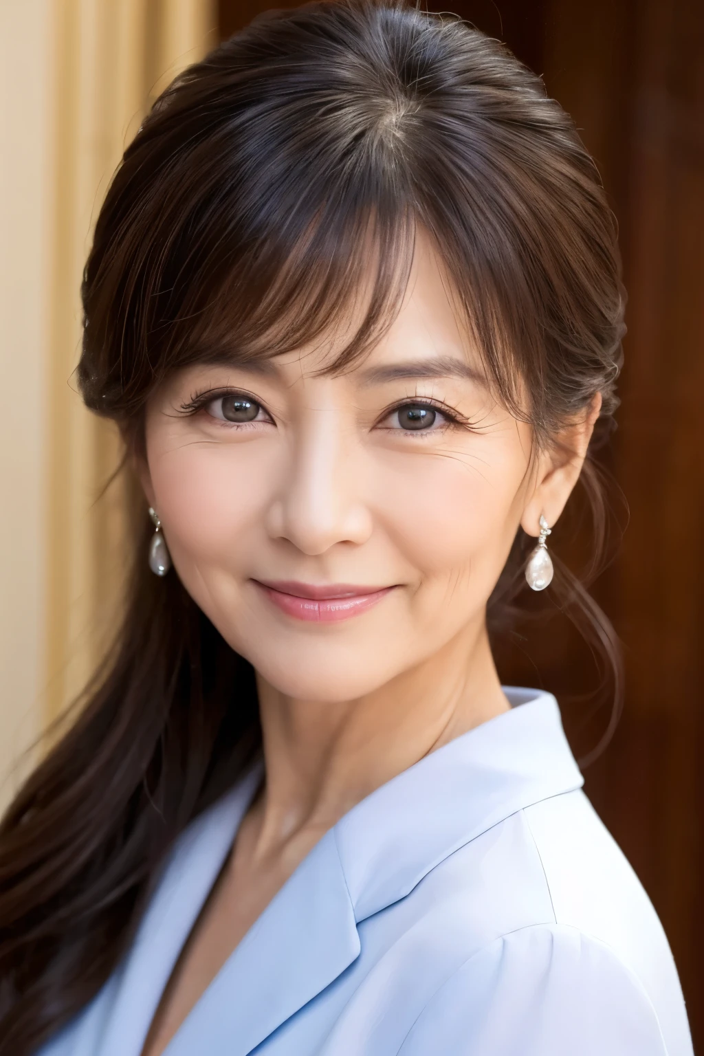 60 years old、smile、Lady、Elegant、Elegance、Shining eyes、stare、