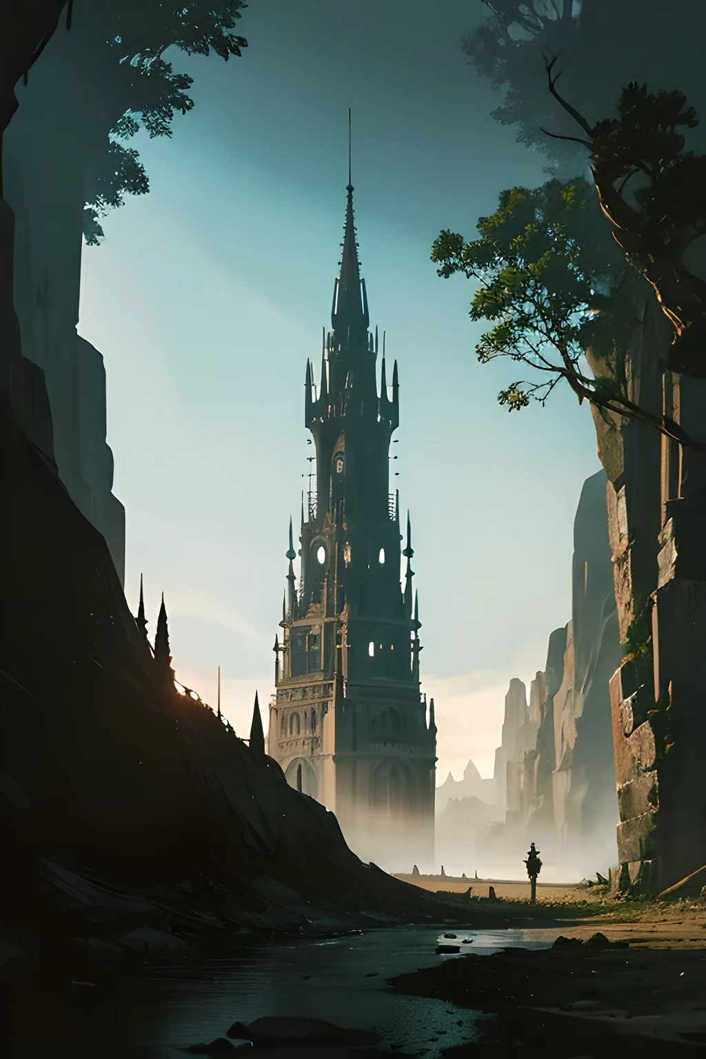 Crie uma paisagem dark fantasy
