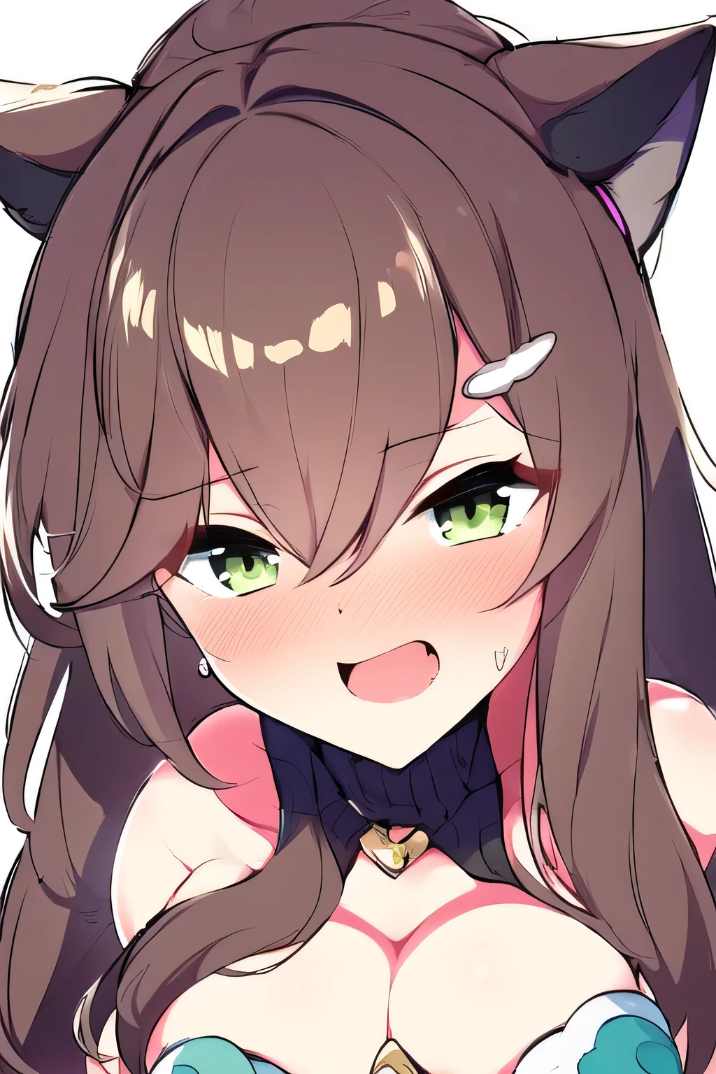Cute,blushing,qingque,cat ears,white background,