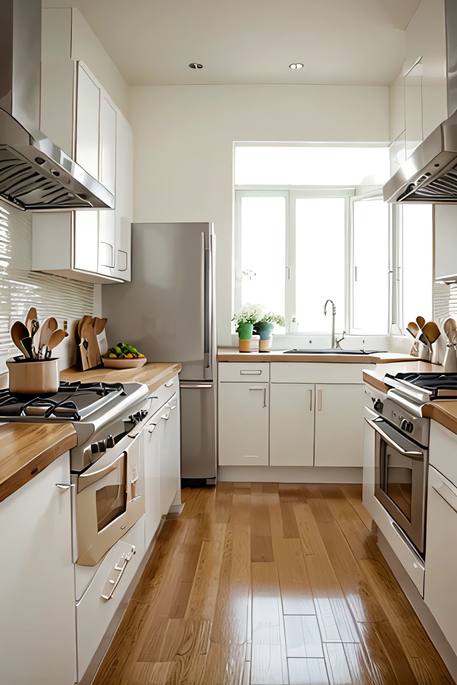 3 views of kitchen interior design, simple and nice, clean style