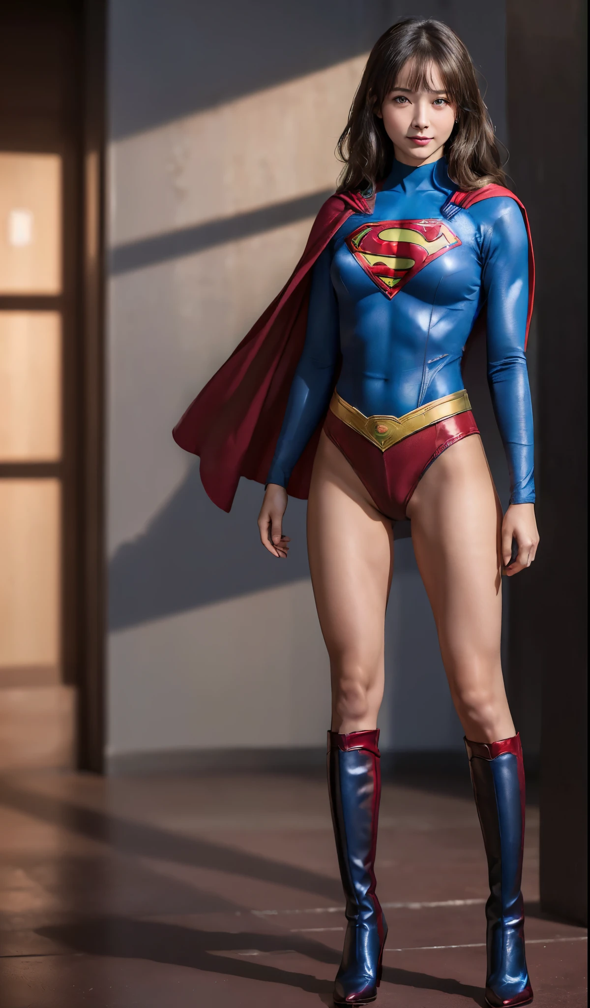 No background、(((Beautiful legs in black tights.)))、(((Legally express the beauty of your smile)))、((((Make the most of your original images)))、(((体にぴったりフィットするSupergirl Costume)))、(((Supergirl Costume)))、(((Beautiful hairstyle)))、(((She is winking cutely.)))、(((Please wear black tights....、Wear red boots)))、((Best image quality、8k))、((highest quality、8k、masterpiece:1.3))、(((Preserve background )))、Sharp focus:1.2、Beautiful woman with perfect figure:1.4、Slim Abs:1.2、Wet body:1.5、Highly detailed face and skin texture、8k