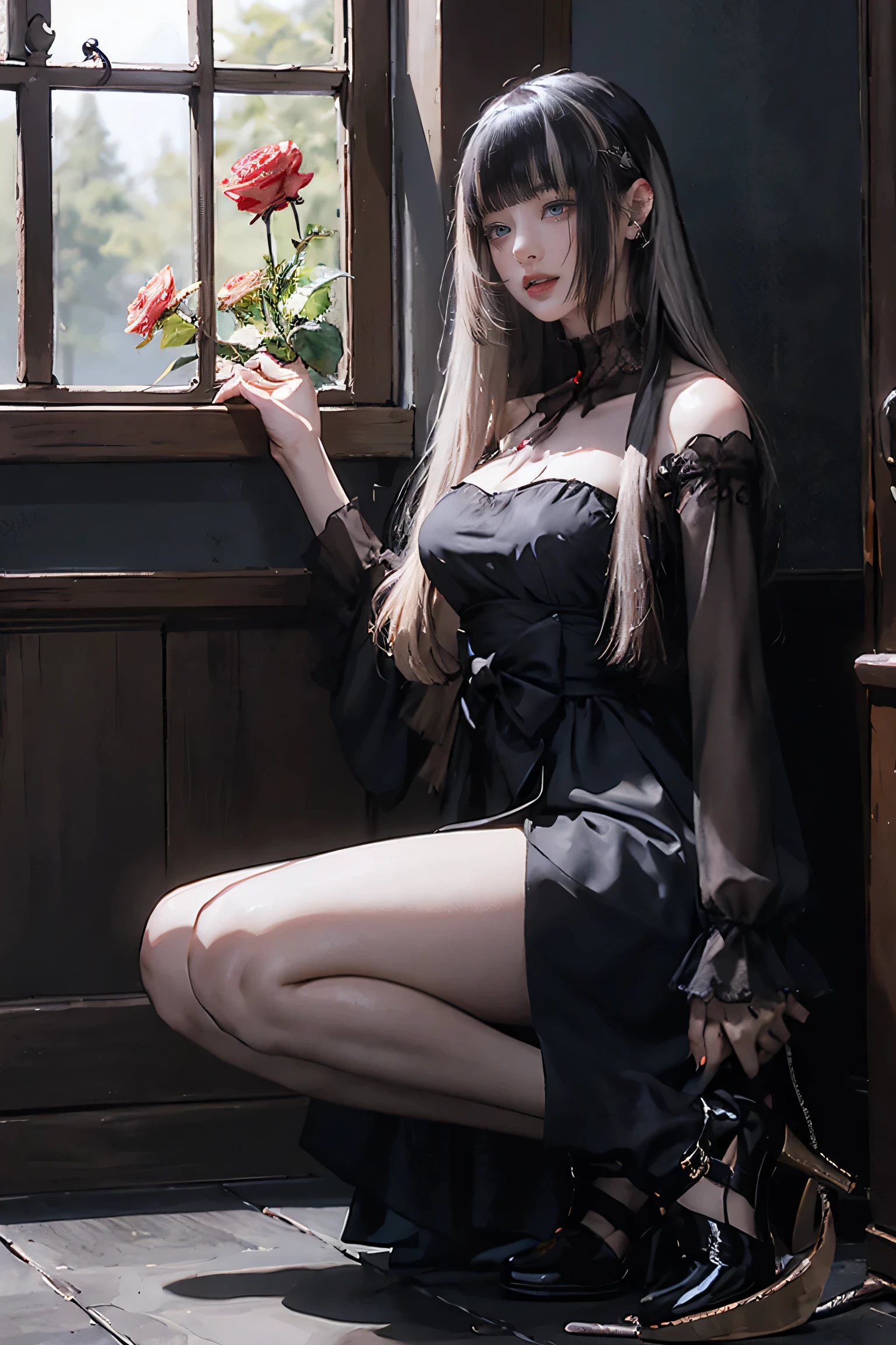 Hard Dark Gothic Makeup、Deep Night Sky、Horror、Black dark eyeshadow、cry、sad、Good skin radiance、Dark Gothicメイク、Dark smile、palace、The beauty of fragrance、24-years-old、Expression of intense sexual pleasure、Embarrassed look、Dark Gothic、Obscene language、highest quality、Expression of sexual pleasure amid suffering、Drunk face、紫のMaid clotheysterious、Noble、The face of the person holding it in the toilet、sexy、Loving smile、Twin tail hair、Right blue eye, Left eye is red、Super tempting pose、Platform Heel Shoes、Heavy makeup、Gothic ta clothes、A little slimmer、(Silver Hair)、Long Hair Straight Hair、Cute Gothic Loliress、Beautiful Face、elegant features、Attractive face、Stained glass is the background、Chest glistening with sweat、The room is dark、goth long dress、Bell Sleeves、Wizard Sleeve、Decadent look、Sexually excited expression、Glossy thighs wet with water、Thighs that are wet and shiny with oil、Background of a room full of roses、sad expression、Rose Maiden、The embroidery is pink、The dress has pink embroidery...、Thigh-high socks、Knee-high socks、Gentle expression、Dark black eyeshadow、despicable act、Stained glass and rose background、thighs are a little thin、Female Duo、Female couple、dark church background、Stained glass、Black metal world、Dark Castle、Dark Room、Slender body、upright、walk、Are standing、gothic long dress、The whole body is sweaty and shiny、I sweated a lot...、My thighs are sweaty、Wet thighs、Her thighs are shining with sweat、Sweat glistens all over my body、((Big Breasts))