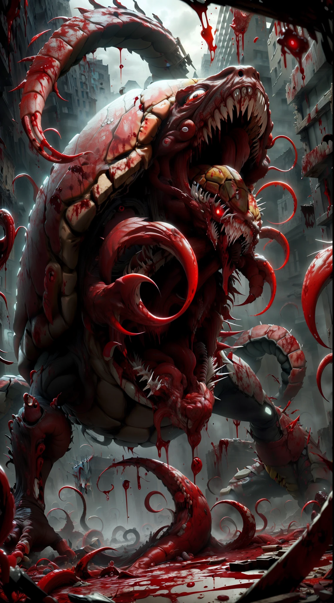 CarnageStyle, (blood_red:1.3), turtle, deformation,gore, (Masterpiece:1.3) (best quality:1.2) (high quality:1.1)