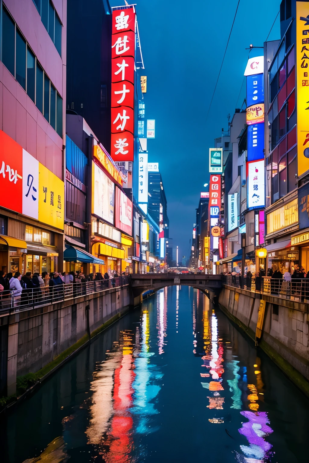 Rainy Osaka Dotonbori River men and women Night view