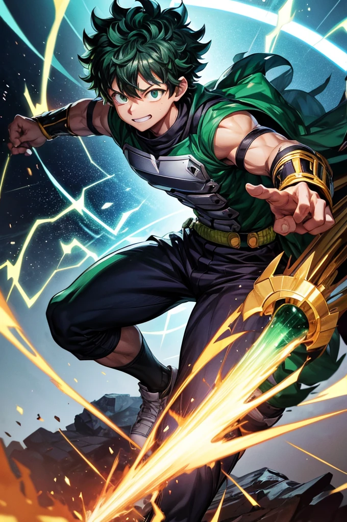 Izuku Midoriya,(vigilante mode), 6 quirks,4k detailed, in cyberspace, super power, full body