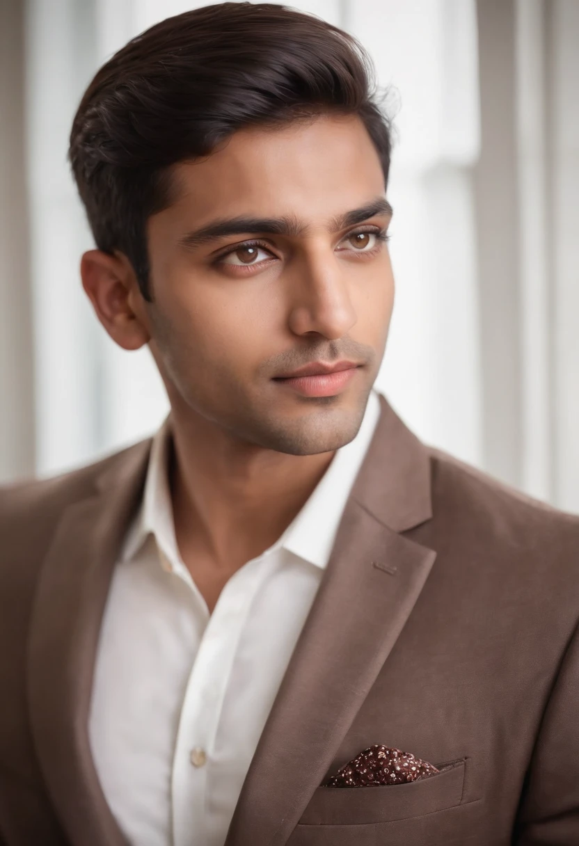 Handsome Young indian American man with brown hair and eyes in a formal attire whole body