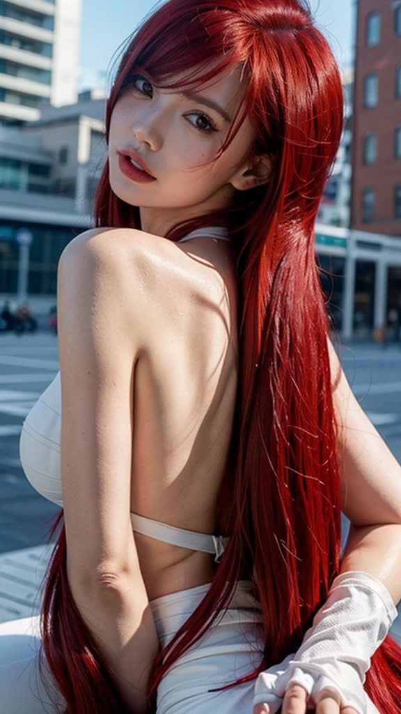 Stable Diffusion prompt:
Fairytail , medium:real girl, beautiful detailed eyes, beautiful detailed lips, extremely detailed eyes and face, long eyelashes, 1girl, full body, wet white lingere, red hair, skyscrapper background, power girl, in the city, raining weather,vibrant colors, HDR, studio lighting, ethereal atmosphere. (best quality, 4k, highres, masterpiece:1.2), ultra-detailed, (realistic, photorealistic:1.37), dreamy style, soft pastel tones, enchanting lighting.