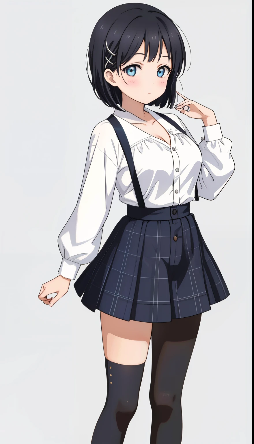 One Girl、positive、Standing posture、Full body portrait、Black Hair、Medium Haircut、blush、Absolute area、Black knee-high socks、Knee-length、stockings、Black Pantyhose、White underwear、Light blue shirt、Dark blue checked mini skirt、Japanese high school students、Summer clothes、nightの歓楽街、night、(Very large breasts)、Cleavage、open chest shirt、((Lesbians around the world))、masterpiece、(highest quality)、
Panties around the ankles、Black Loafers、Shirt buttons fly off、Unbutton your shirt、Exposing the breasts、Bare your breasts