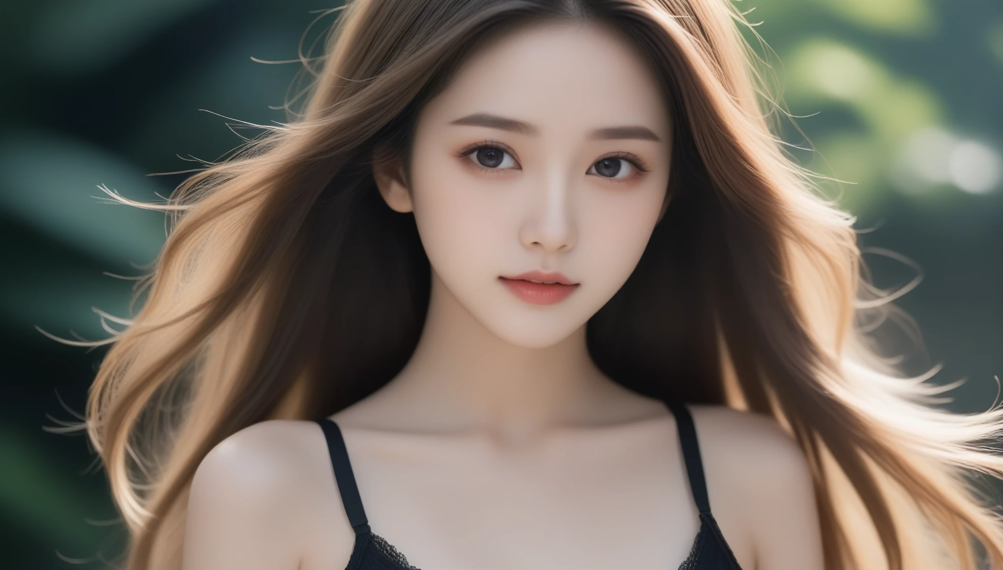 8k, Ultra-high resolution, highest quality, masterpiece, Surreal, photograph, 1 girl, (:1.3), pretty girl, Cute Face, Beautiful eyes in every detail, 細かくdetailedに,masterpiece,, One Girl:1.2, Japan Female Announcer, One beautiful woman,Woman with long blonde hair wearing a black bra top, gorgeous, Translucent dress, See-through dress, Exotic Features,, Skin tight dress, Professional makeup、gorgeousなメイク、Portraiture、Sharp eyes、Shortcuts,Bold Pose,Looking at the audience、beauty,Long neck、Laugh a little、Please close your mouth and laugh、(((Ideal body type))),A cup small breasts :2,、Portraiture:2、Perfect Anatomy、鮮明なdetailed、detailed、Surreal、Light and shadow,Strong light,Fashion magazine cover,Thin lips