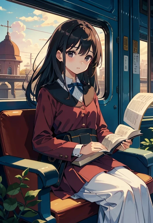 4. Maroon Book Time：Beautiful girl sitting on the roof of a moving train，She wore a dress，Read books with enthusiasm，Surrounded by the scent of books and warm lighting。Princess Alice&#39;s Wonderland slowly clears away the fog，Fascinating scenery々spread。Wearing a gorgeous dress。She lives alongside fascinating magical animals.，Her long, Silky hair blowing in the breeze。Flowers with colorful petals々々，It adds a mysterious charm to her arrival.。