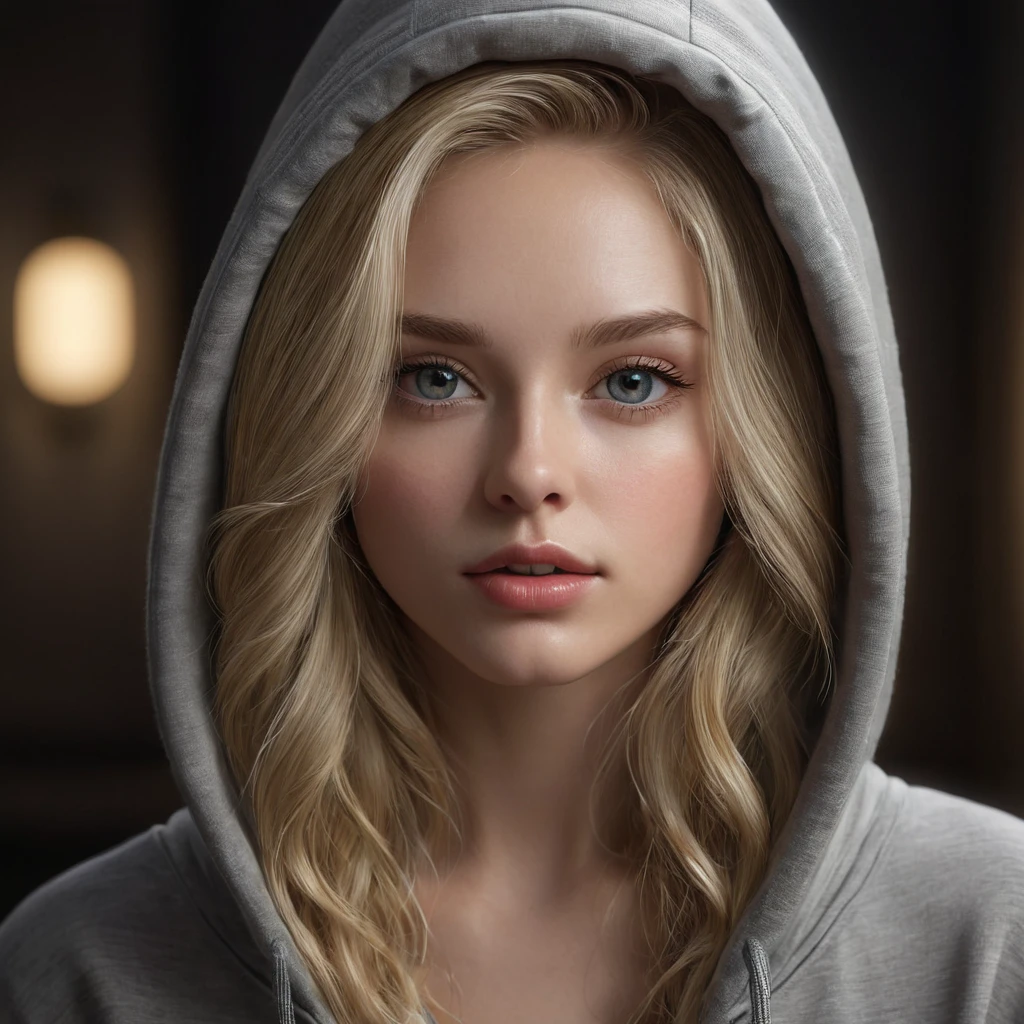 1girl, long blonde hair, perfect eyes, perfect face, perfect body, large breasts, wearing a hoodie and short shorts, (best quality,4k,8k,highres,masterpiece:1.2),ultra-detailed,(realistic,photorealistic,photo-realistic:1.37),detailed face and eyes,extremely detailed face,beautiful detailed lips,detailed hands,flawless skin,volumetric lighting,dramatic lighting,cinematic lighting,chiaroscuro lighting,intricate detail,ultra-fine details,hyper-realistic,highly detailed,photorealistic portrait,stunning beauty,gorgeous,elegant,sensual,fashionable,alluring,dreamlike atmospher 18 years