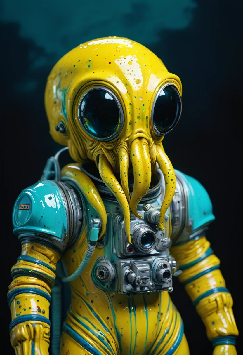 8K, ARTISTIC photogrAphy, best quAlity, mAsterpiece: 1.2), A (potrAit:1.2) Don Bluth Style ASTRONAUT Cthulhu yellow Toon Doll, full body RAW candid cinema, cyan hair, 16mm, color graded portra 400 film, remarkable color, ultra realistic, sad admosphere, dark lighting, oppressive atmosphere, depressive colors, kodak portra 400, photograph,r, Natural Light, Pinhead lighgts, blur reflection, Brush Strokes, Smooth, abstract, Splatter, Oil On Canvas, rainbow colors, fractal isometrics details bioluminescens : a stunning realistic photograph of wet bone structure, 3d render, octane render, intricately detailed, titanium decorative headdress, cinematic, trending on artstation | Isometric | Centered