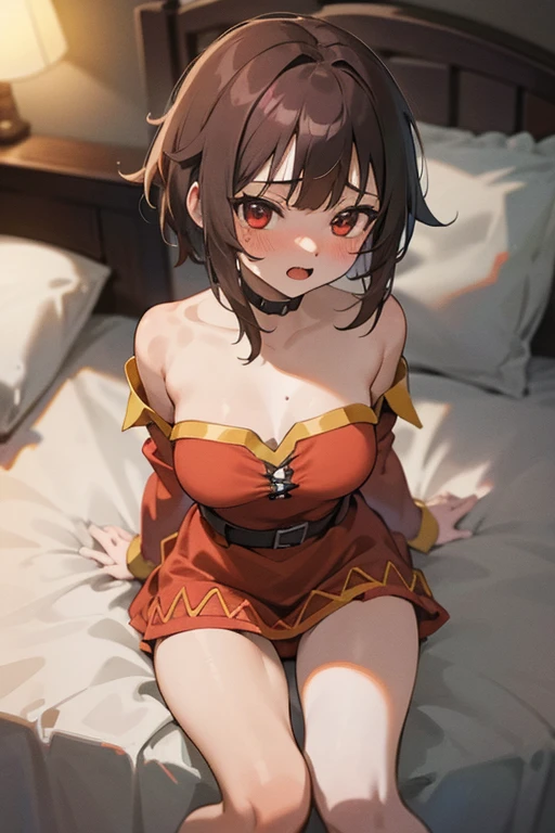 in love, masterpiece, 1girl, megumin's style,((sex)), female, 1boy,penis, moviment, rough, shocked, laying,(megumin),short_hair, (red_eyes),digtal art, blushing, shocked , missionay, bedroom, BREAK dick, bed, huge ,expressive eyes, lewd, puffy, innocent,global illumination, hdri, subsurface scattering, masterpiece, 4k, raytrace, beautiful, sharp, smooth skin, bloom, anime, perfect face, night BREAK (gentle, feminine, delicate)