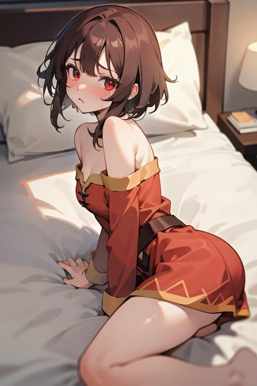 in love, masterpiece, 1girl, megumin's style,((sex)), female, 1boy,penis, moviment, rough, shocked, laying,(megumin),short_hair, (red_eyes),digtal art, blushing, shocked , missionay, bedroom, BREAK dick, bed, huge ,expressive eyes, lewd, puffy, innocent,global illumination, hdri, subsurface scattering, masterpiece, 4k, raytrace, beautiful, sharp, smooth skin, bloom, anime, perfect face, night BREAK (gentle, feminine, delicate)