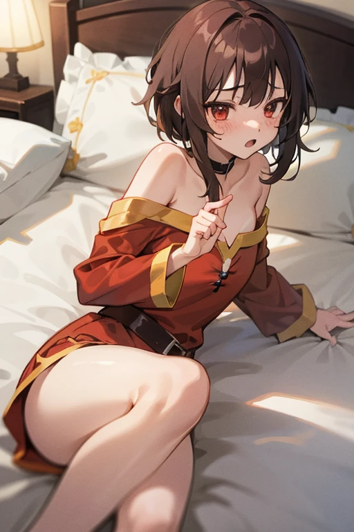 in love, masterpiece, 1girl, megumin's style,((sex)), female, 1boy,penis, moviment, rough, shocked, laying,(megumin),short_hair, (red_eyes),digtal art, blushing, shocked , missionay, bedroom, BREAK dick, bed, huge ,expressive eyes, lewd, puffy, innocent,global illumination, hdri, subsurface scattering, masterpiece, 4k, raytrace, beautiful, sharp, smooth skin, bloom, anime, perfect face, night BREAK (gentle, feminine, delicate)