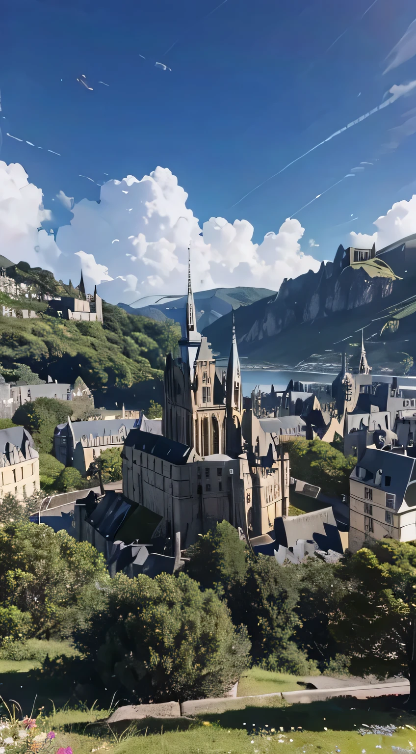 In 8K.highest quality,masterpiece,Kilo,Ultra-rich details,detailed,Detailing,landscape painting,France Mont Saint-Michel Eventide,landscape Bright colors throughout impression Mont Saint-Michel, France in the space field