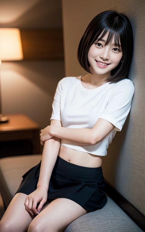 Unbelievably beautiful japanese girl, junior high school, (slim, tiny, small, plain), (have a vaginal sex , Please insert penis into your pussy:1.3), petit person:1.1, neat and clean face, baby face, emotional happy smile face, A kind smile, short hair, , (Best Quality, 8K, master piece :1.3), (gleaming skin, Shiny hair:1.4), master piece, Best Quality, (Ultra-detailed), tie and skirt