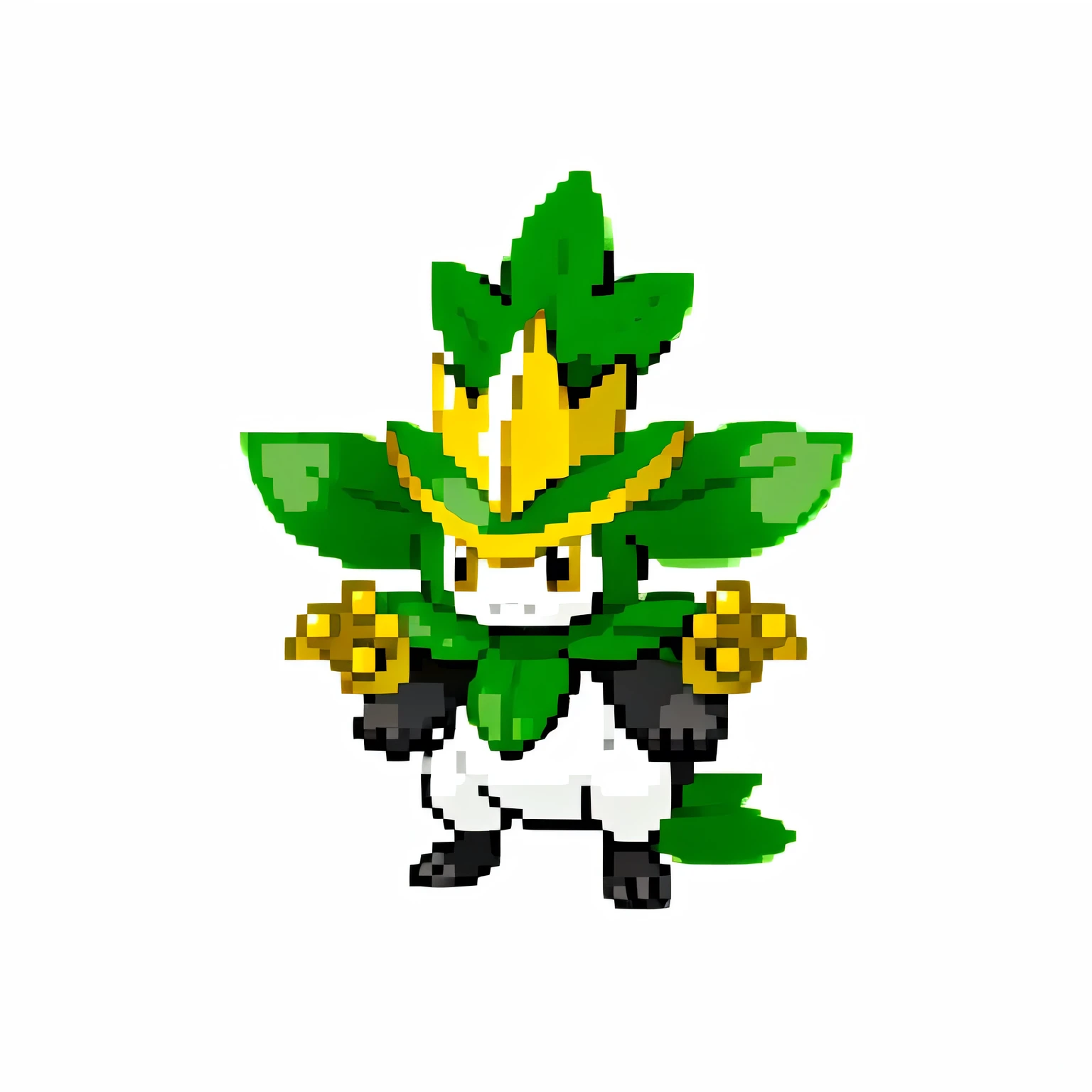 a Pokémon resembling a small plant knight. Il a un corps recouvert de feuilles métalliques et porte une épée faite de vignes et de ronces.